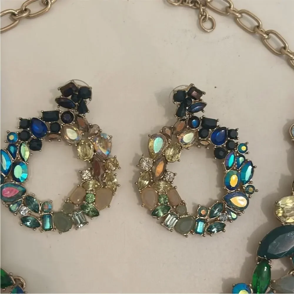 J.Crew matching ombre necklace earrings rhinestone set ombré